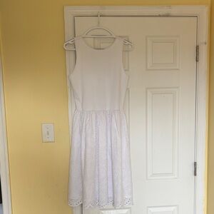 Steve Madden White Sleeveless Eyelet Skater Dress